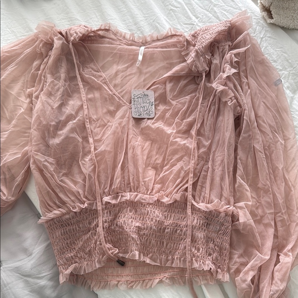 FREE PEOPOE Sheer Pink Women's Top